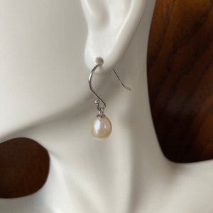 Genuine cultured Freshwater pearl earrings,S925 silver earrings,freshwater pearl dangle earrings 8mm