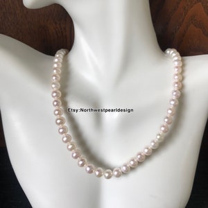 Freshwater Pearl Necklace, 6-6.5mm Pearl Necklace,Small pearl necklace,Choker pearl necklace,near round pearl image 2