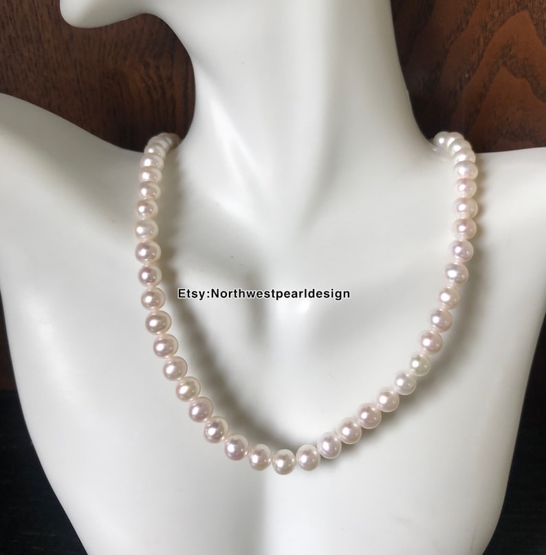 Freshwater Pearl Necklace, 6-6.5mm Pearl Necklace,Small pearl necklace,Choker pearl necklace,near round pearl image 2