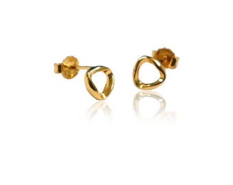 18k solid gold earrings, 18K solid gold earrings, 18k studs earrings, Triangle gold earrings