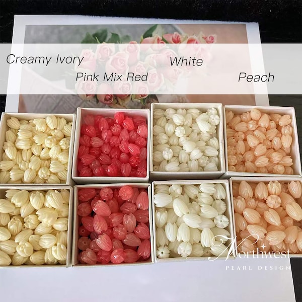 Resin Jasmine Flower Beads,Carved Hawaiian Pikake Beads , Jewelry Findings