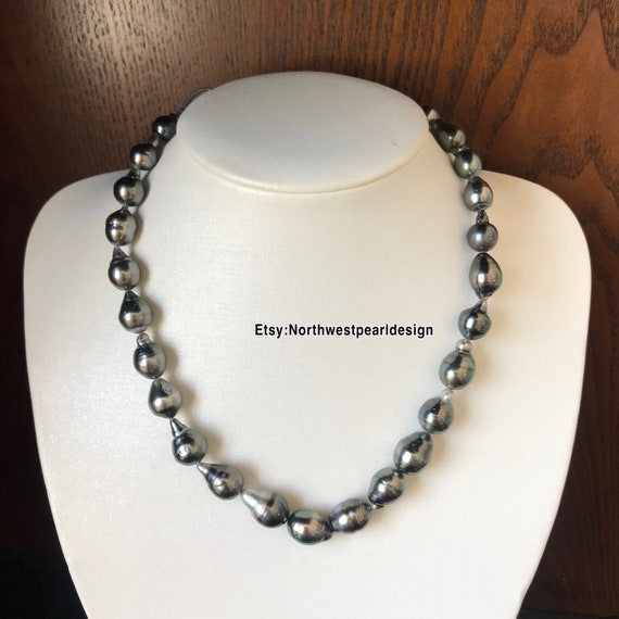 8 x 10mm Peacock Baroque Tahitian Pearl Necklace 32 Inches | American Pearl