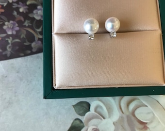 Genuine cultured Freshwater pearl earrings,S925 studs earrings,6-7mm small pearl earrings,Round pearl earrings