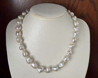 Barokparelketting, parelketting van 11-13 mm, zoetwaterparelketting, parelketting met hoogglansafwerking