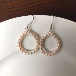 Genuine cultured Freshwater pearl earrings,S925 silver earrings,Dangle pearl earrings length 1.8 inch