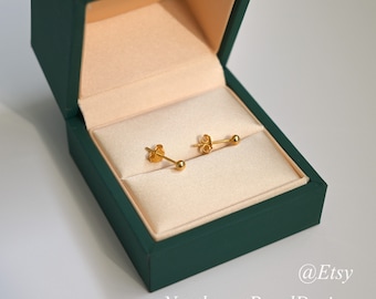 18K Yellow Gold Ball Stud Earrings,18K yellow gold stud earrings,3.5mm 4mm18K solid gold earrings