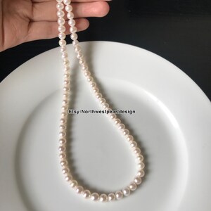 Freshwater Pearl Necklace, 6-6.5mm Pearl Necklace,Small pearl necklace,Choker pearl necklace,near round pearl image 5