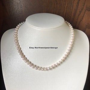 Freshwater Pearl Necklace, 6-6.5mm Pearl Necklace,Small pearl necklace,Choker pearl necklace,near round pearl image 1