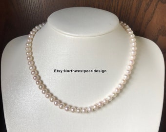 Freshwater Pearl Necklace, 6-6.5mm Pearl Necklace,Small pearl necklace,Choker pearl necklace,near round pearl