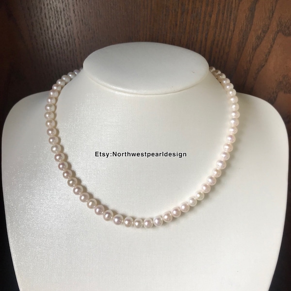 Freshwater Pearl Necklace, 6-6.5mm Pearl Necklace,Small pearl necklace,Choker pearl necklace,near round pearl