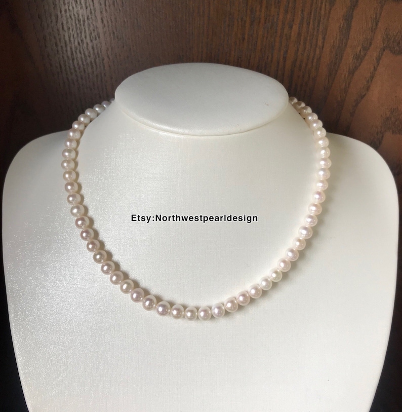 Freshwater Pearl Necklace, 6-6.5mm Pearl Necklace,Small pearl necklace,Choker pearl necklace,near round pearl image 1