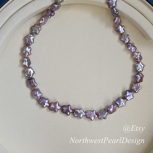 Freshwater Pearl Necklace, 10-11mm Pearl Necklace, Purple Star shape pearl necklace, Baroque pearl necklace