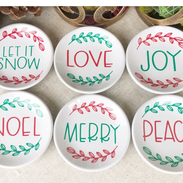 4 Inch Decorative Christmas Plates/Small Christmas Plates/Christmas Accents/Christmas Decor/Holiday Decorative Plate/Christmas Hostess Gift