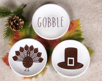 Decorative Thanksgiving Plates/4 Inch Decorative Fall Plates/Fall Table Decor/Thanksgiving Plates To Display/Thanksgiving Hostess Gifts