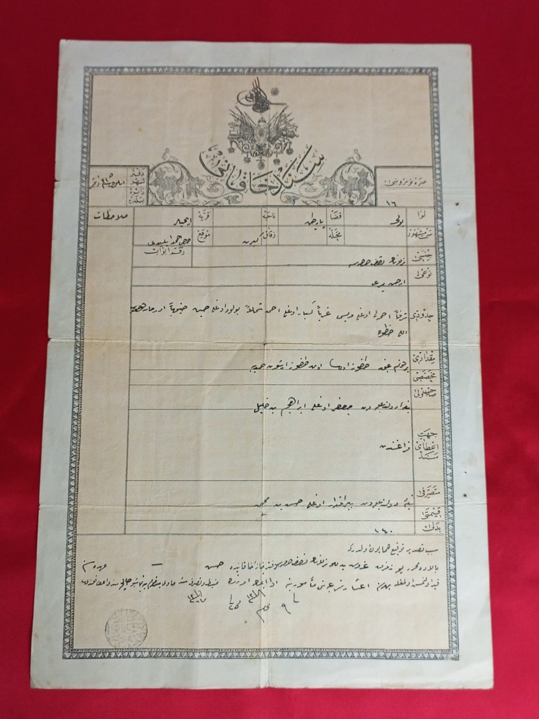 Antique Rare 19th Century Ottoman Empire Sanjak City Title Deed