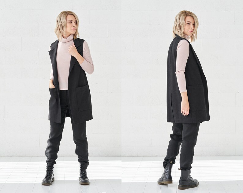 Image 8 of Vest Women, Wool Vest with pockets from Baltic Linen