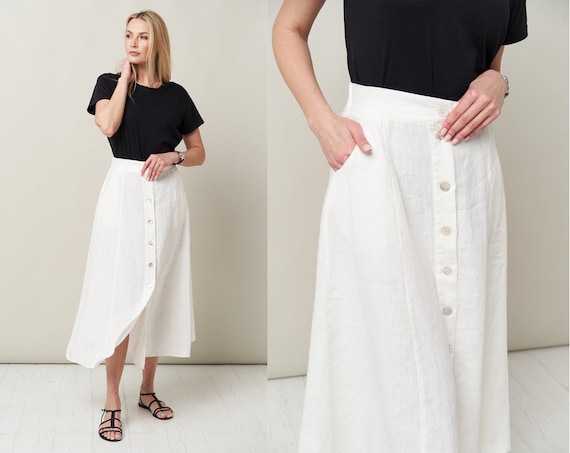 Linen Long Summer Skirt With Pockets Versatile and Flattering