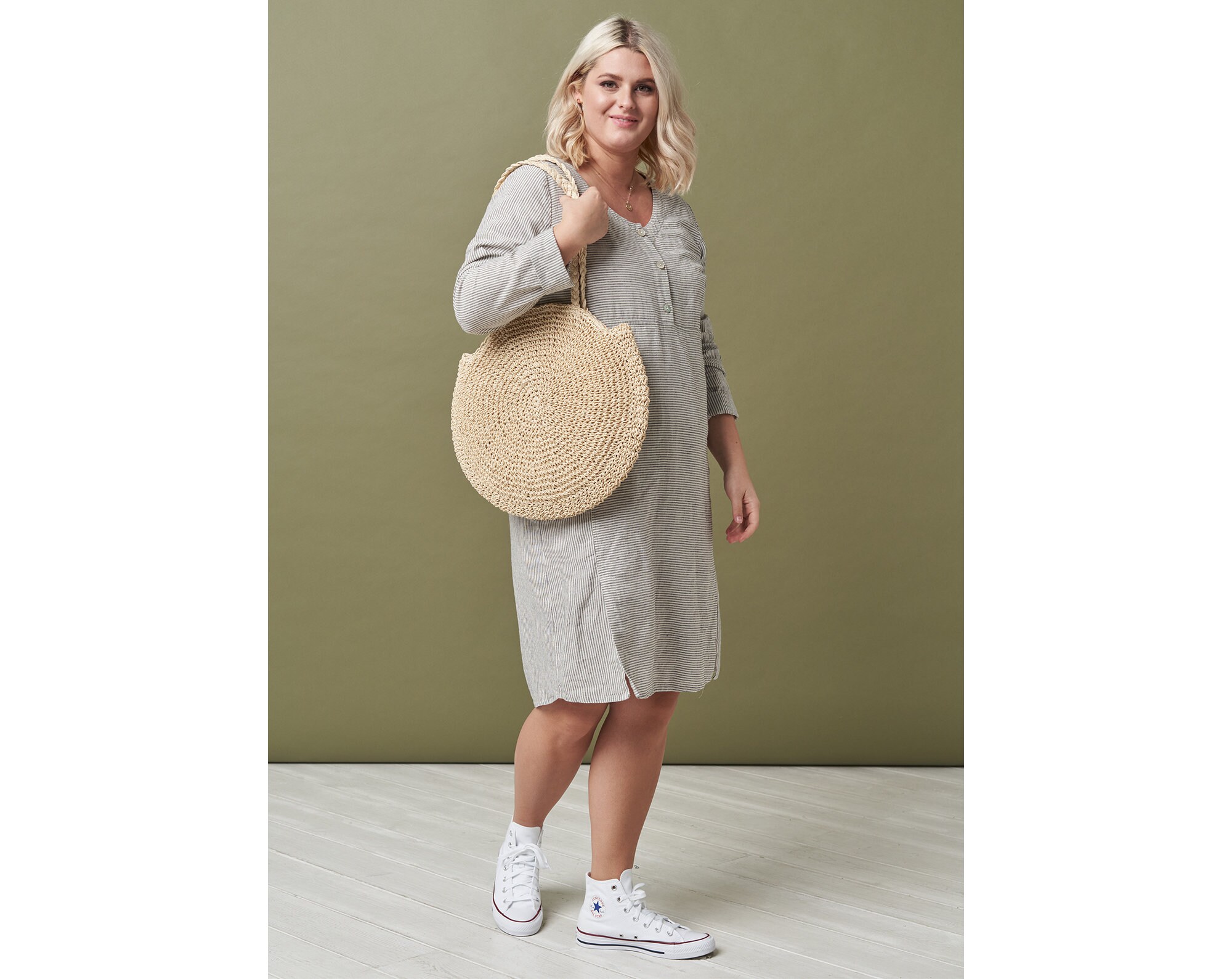 Summer Ready: Linen Striped Long Dress for Plus Size Women With Pockets -  Etsy