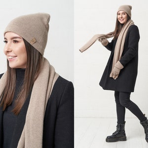Image 5 of Christmas gifts for her cashmere set, winter gloves, cashmere scarf, and hat from Baltic Linen