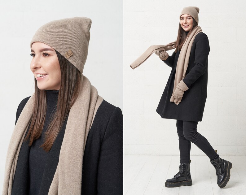 Image 5 of Christmas gifts for her cashmere set, winter gloves, cashmere scarf, and hat from Baltic Linen