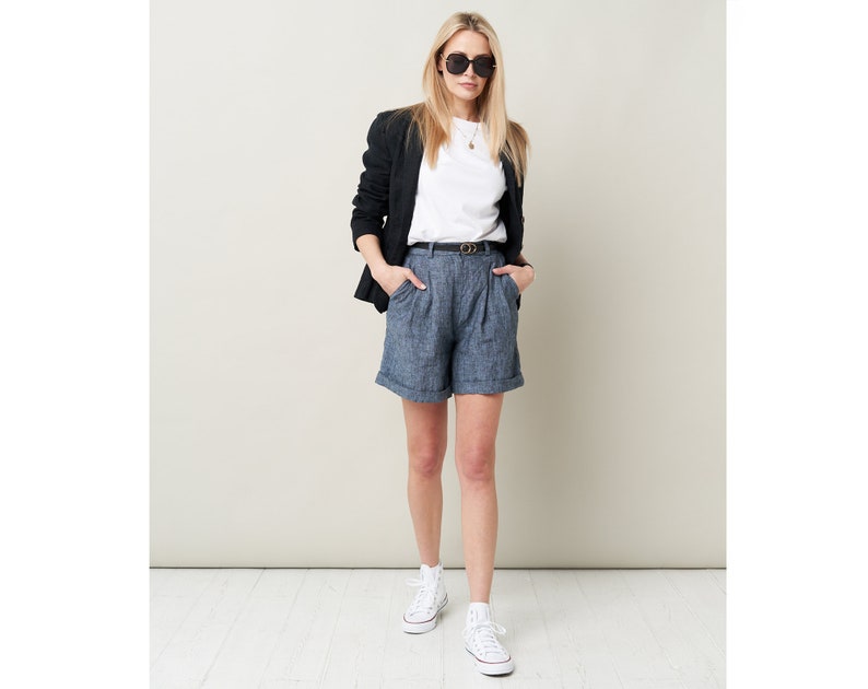 Image 6 of Linen High Waist Shorts from Baltic Linen