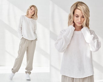 Reine Leinenbluse für Frauen - Leinenhemd Perfekt für jeden Tag!