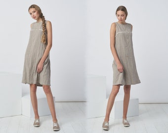 Pure Linen Summer Dress - Sleeveless Linen Clothing