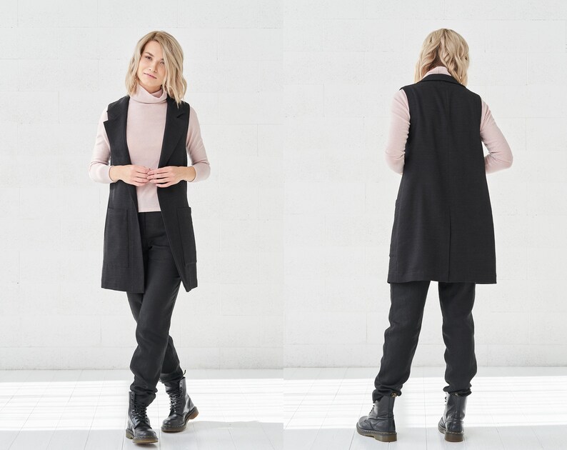 Image 7 of Vest Women, Wool Vest with pockets from Baltic Linen