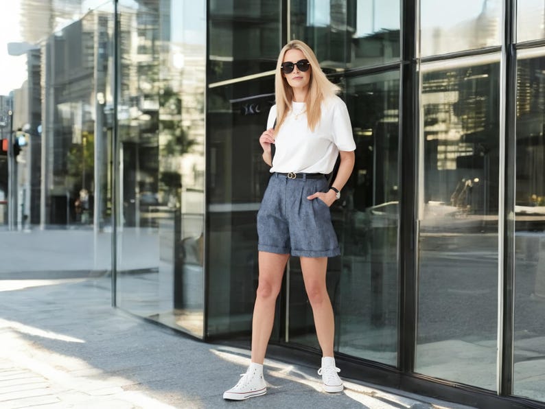 Linen High Waist Shorts from Baltic Linen