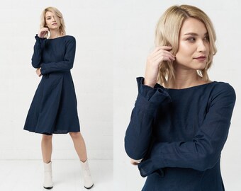 Maternity-Friendly Summer Linen Dress: Long Sleeve Loose Fit for All Seasons
