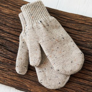 Image 10 of Warm winter mittens gift for her wool mittens soft arm warmers fall gift from Baltic Linen