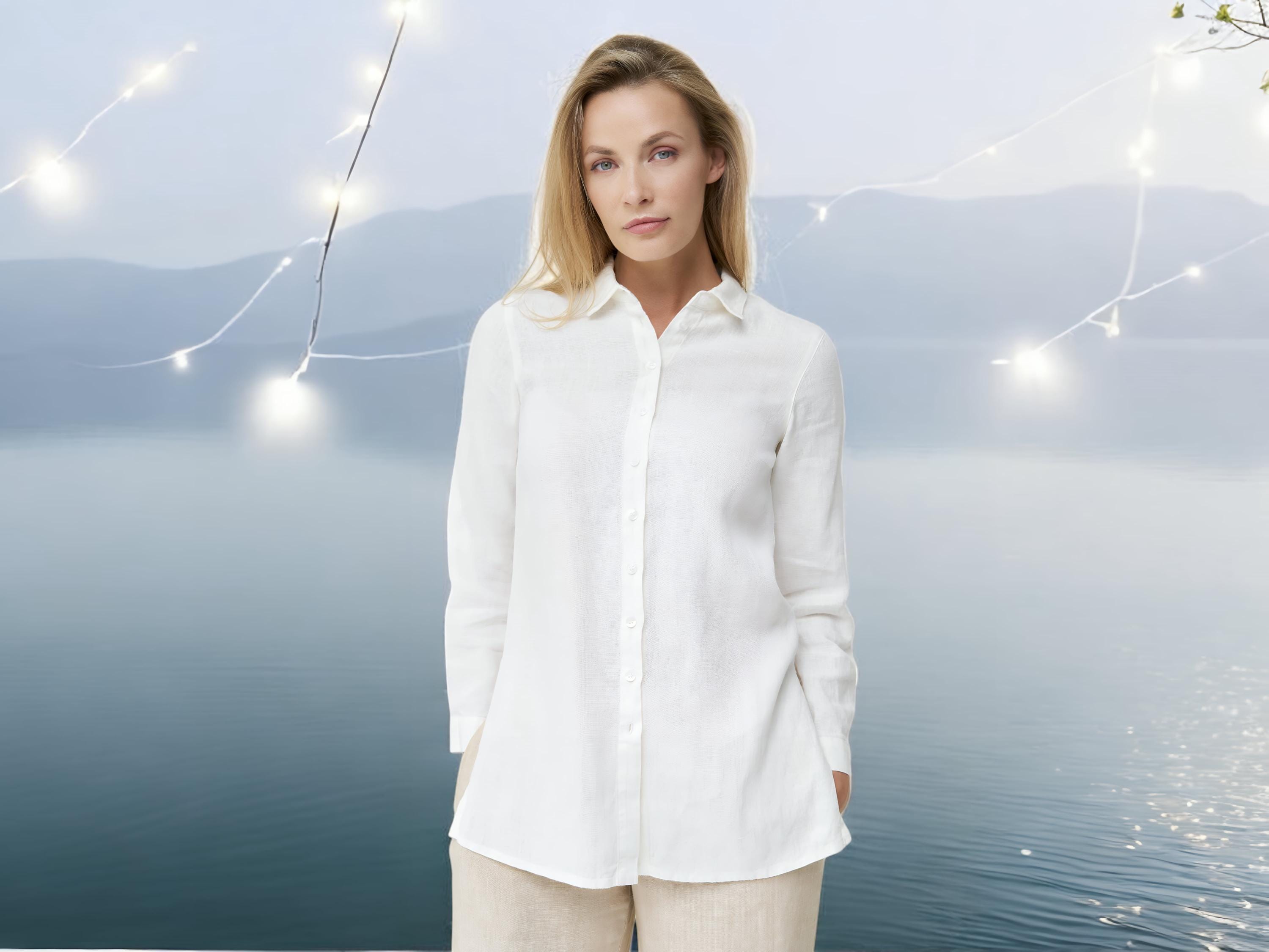 White Linen Shirt for Women - Perfect Linen Blouse or Top for 