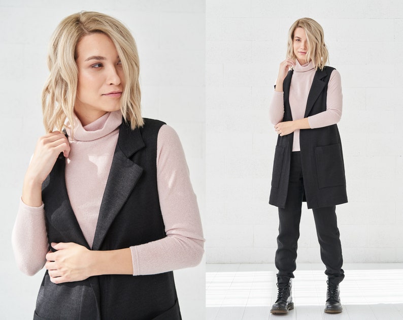 Image 4 of Vest Women, Wool Vest with pockets from Baltic Linen