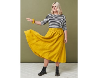 Stile estivo: comoda gonna lunga in lino con tasche in diversi colori - sostenibile e realizzata a mano