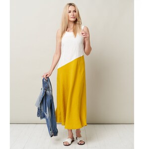 Stylish Summer Linen Business Yellow Dress by BalticLinenArt  _image8