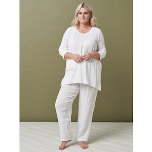 Summer Linen Two Piece Set - High Waist Trouser Pants & Blouse for Women