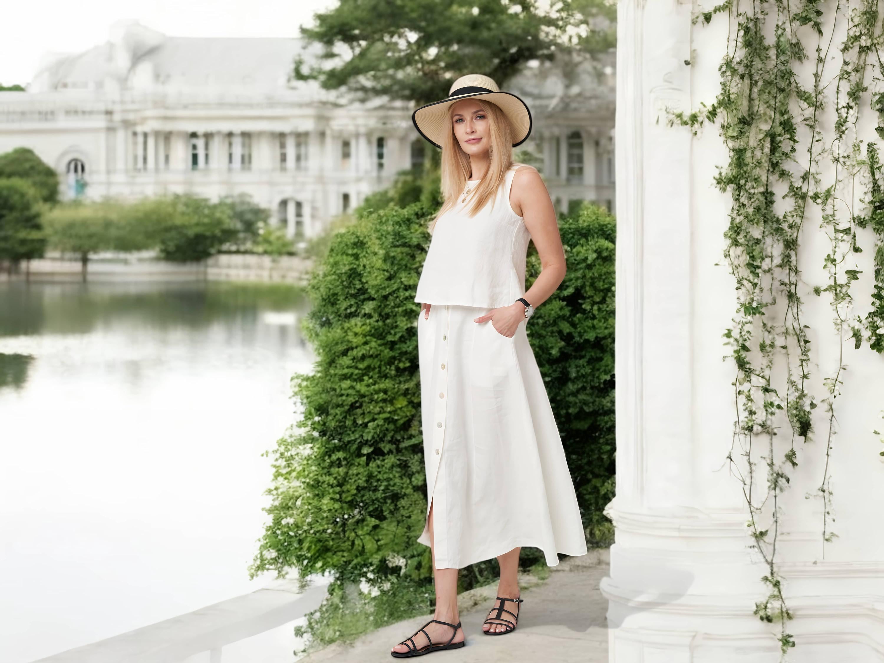 Organic Linen Two-piece Set - Summer Womens Dress & Skirt Suit - Etsy