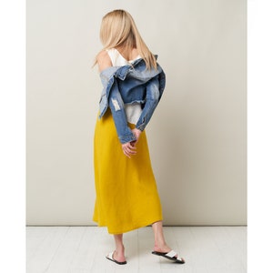 Stylish Summer Linen Business Yellow Dress by BalticLinenArt  _image6