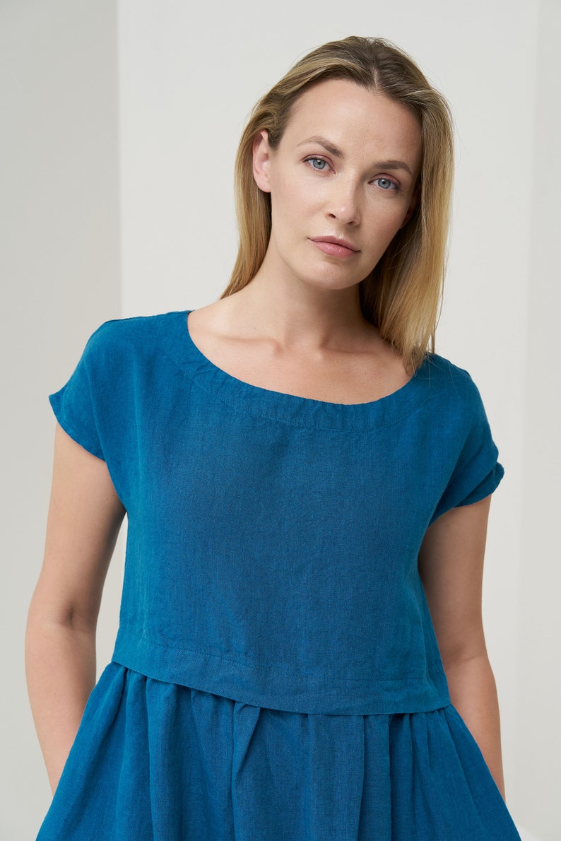 Organic linen dress . Sleeves linen dress and Pockets Etsy