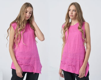 Linen Summer Blouse - Loose Tank Top for Women