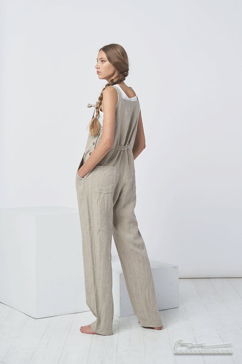 Natural Linen Jumpsuit for Women Handmade by BalticLinenArt _image4