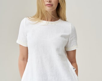 Linen Short Sleeve Blouse - Perfect Shirt Top for Summer