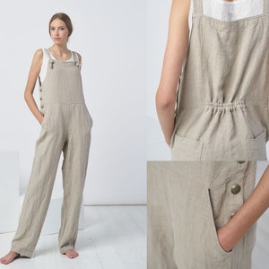 Natural Linen Jumpsuit for Women - Handmade Overalls