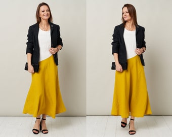 Élégante robe jaune en lin d'été - Robe douce et confortable pour femme pour toutes les occasions !