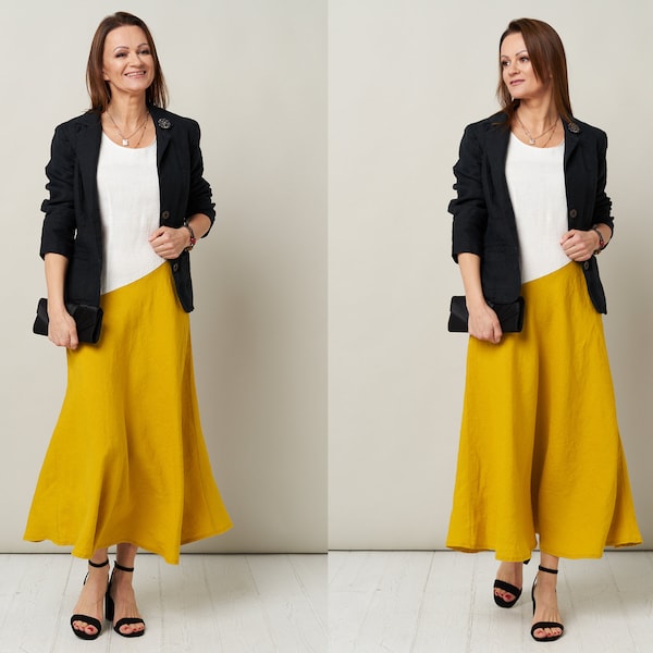 Élégante robe jaune en lin d'été - Robe douce et confortable pour femme pour toutes les occasions !