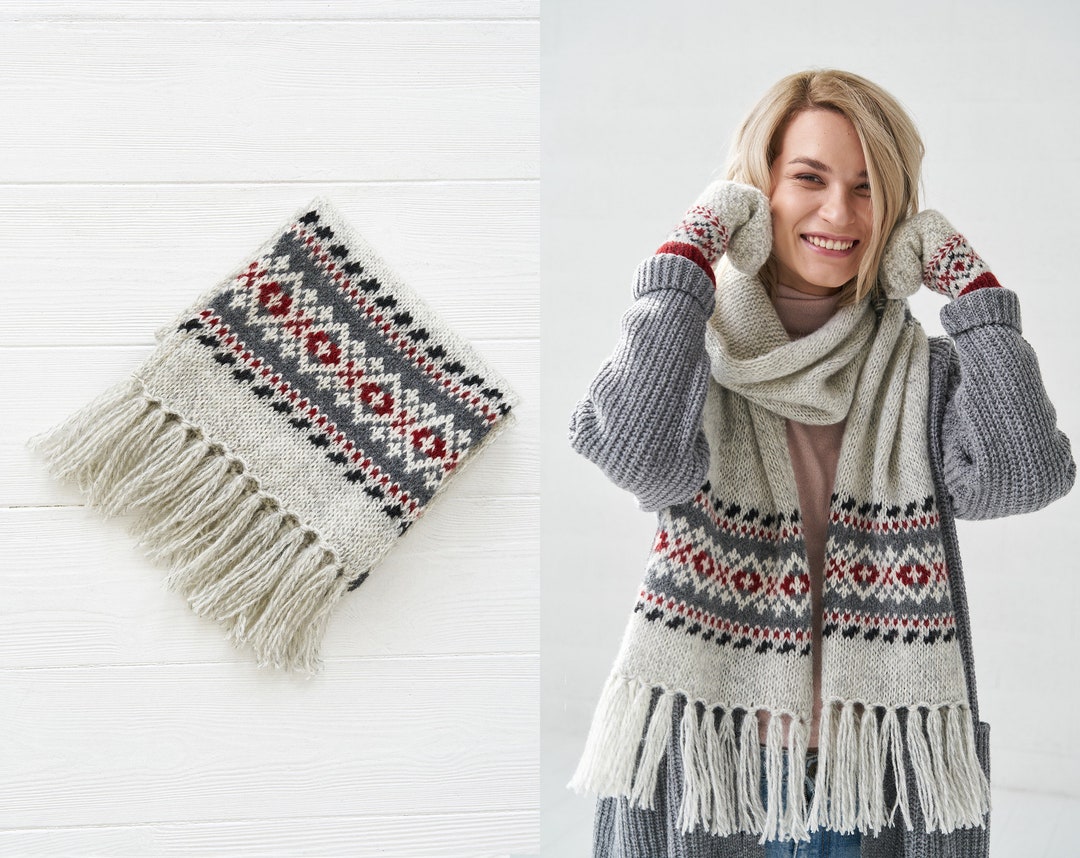 Natural Wool Scarf, Sheep Wool Scarf, Scandinavian Style - Etsy