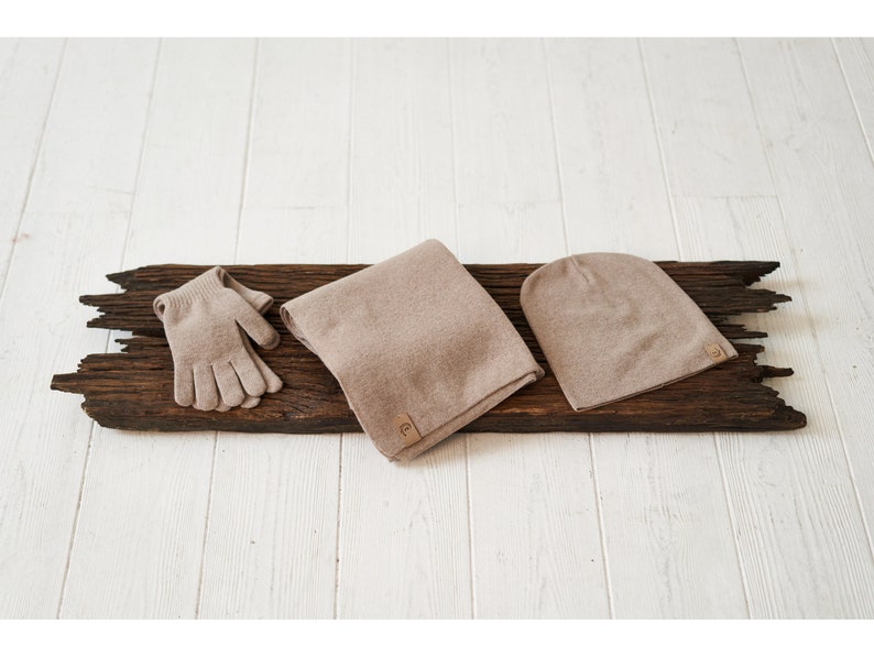 Image 9 of Christmas gifts for her cashmere set, winter gloves, cashmere scarf, and hat from Baltic Linen