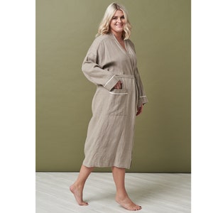 Linen Robe. Flax Kimono. Linen Loungewear. Bathrobe Homewear