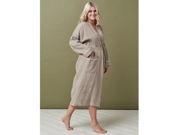 Linen Robe. Flax Kimono. Linen Loungewear. Bathrobe Homewear