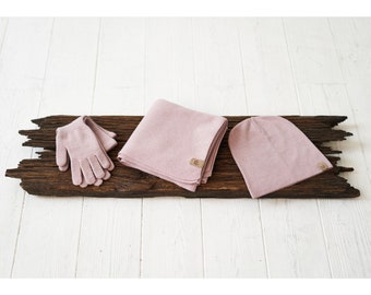 Christmas gifts for her cashmere set, winter gloves, cashmere scarf and hat
